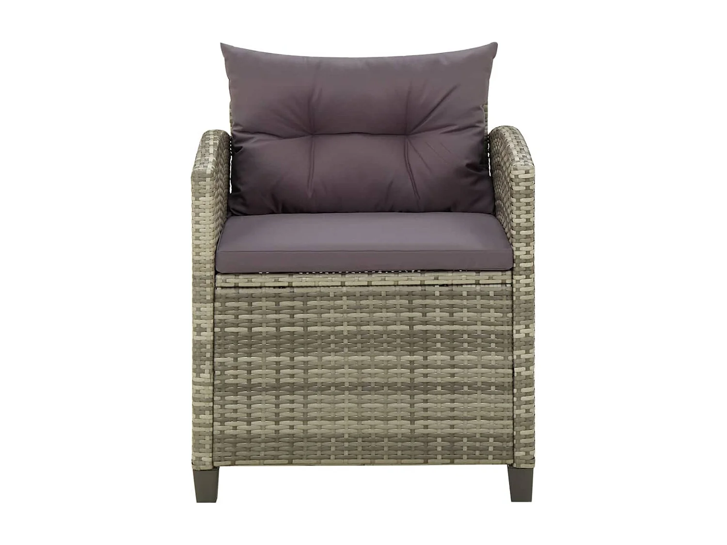 Chaise de jardin avec coussins Résine tressée Gris