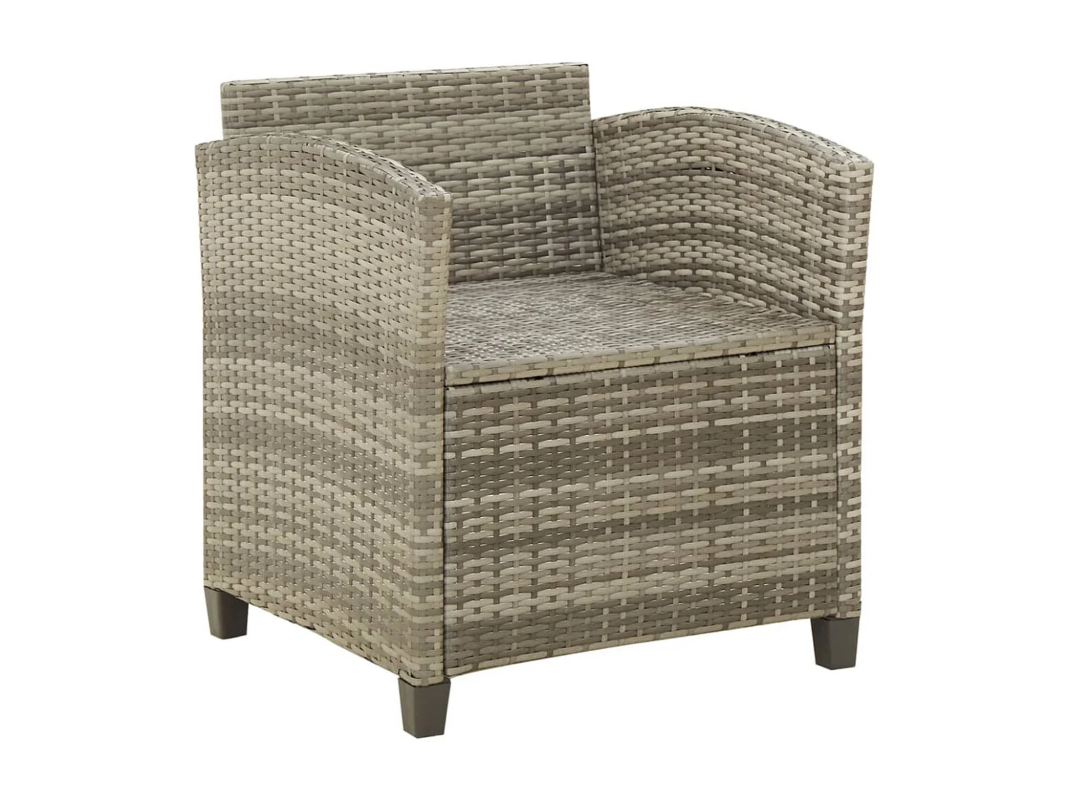 Chaise de jardin avec coussins Résine tressée Gris