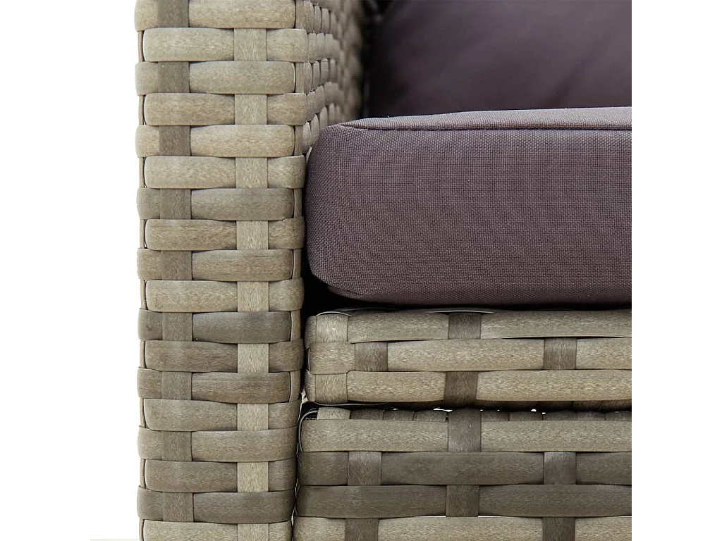 Chaise de jardin avec coussins Résine tressée Gris