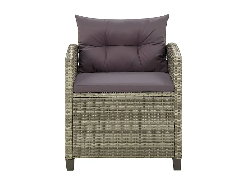 Chaise de jardin avec coussins Résine tressée Gris