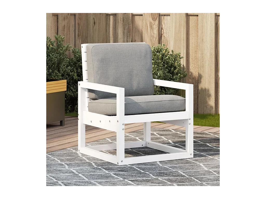 Sedia da giardino bianca 57,5x63x76 cm in legno massello di pino