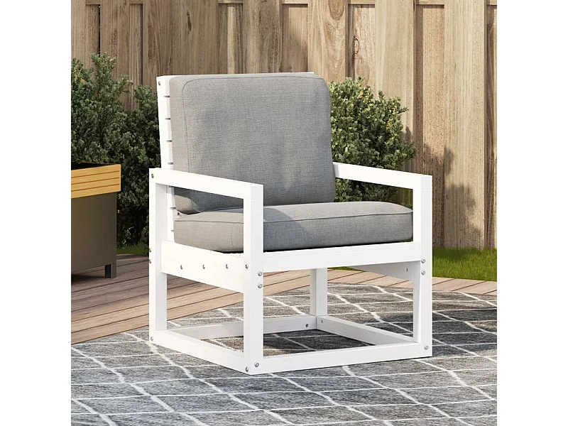 Chaise de jardin blanc 57,5x63x76 cm bois de pin massif