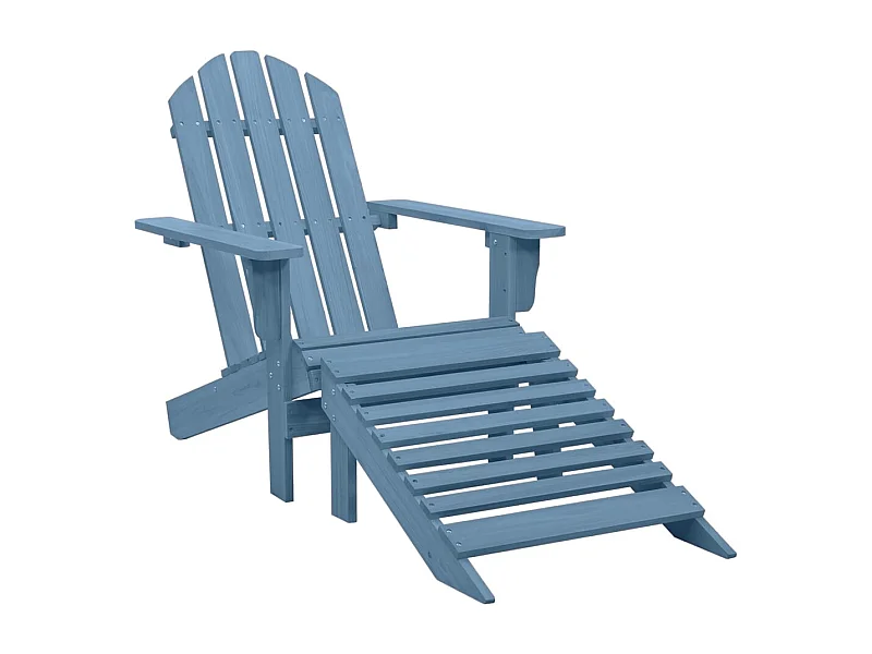 Adirondack tuinstoel met voetenbank, massief dennenhout, blauw