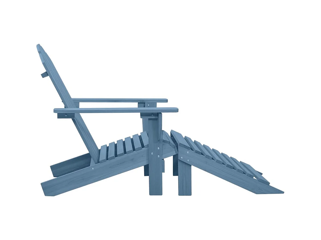 Adirondack tuinstoel met voetenbank, massief dennenhout, blauw