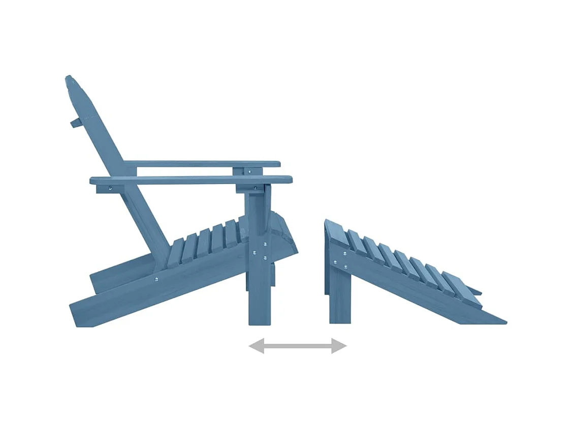 Adirondack tuinstoel met voetenbank, massief dennenhout, blauw