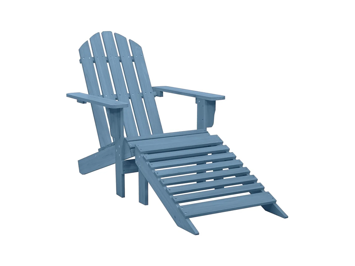 Chaise de jardin Adirondack avec pouf bois de sapin solide bleu