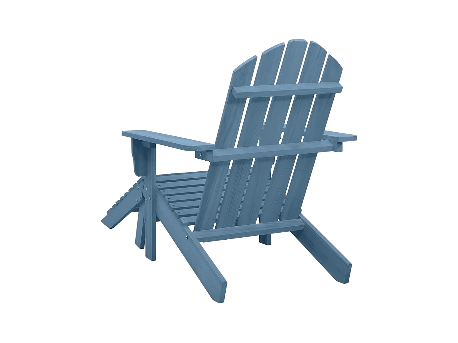 Chaise de jardin Adirondack avec pouf bois de sapin solide bleu