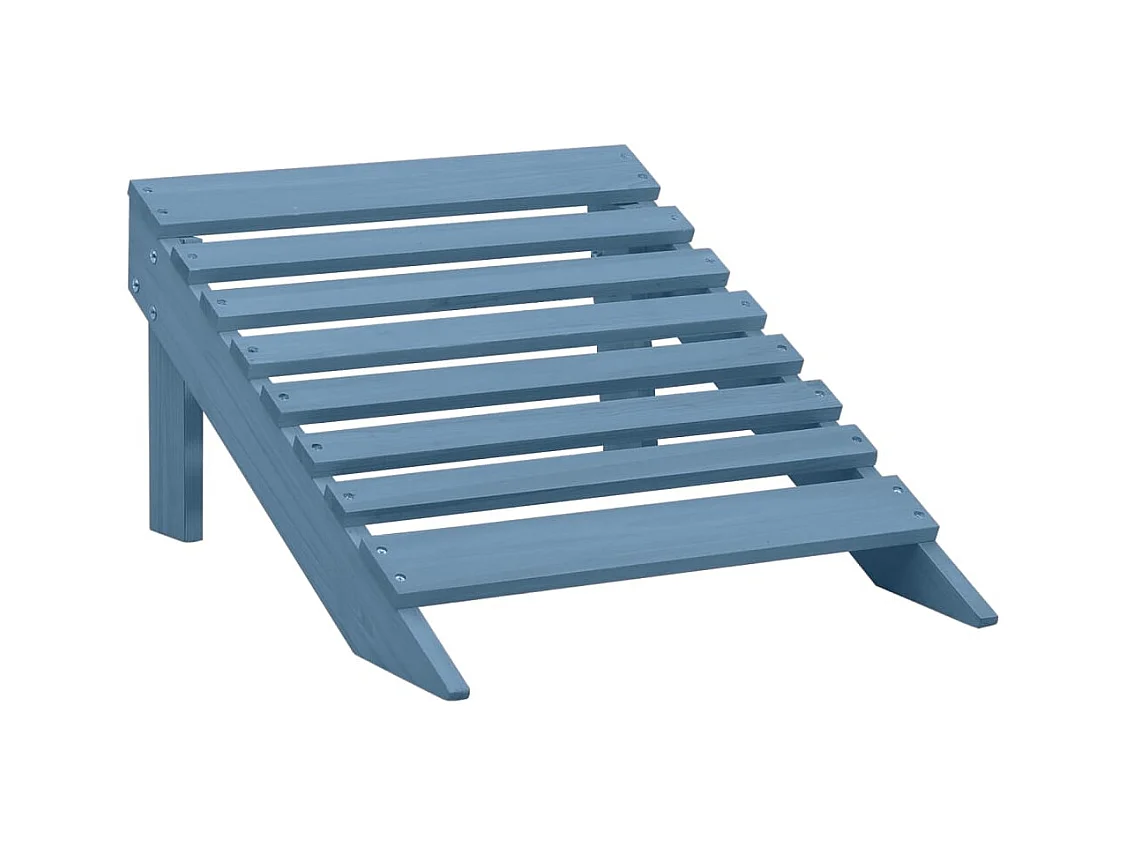 Chaise de jardin Adirondack avec pouf bois de sapin solide bleu