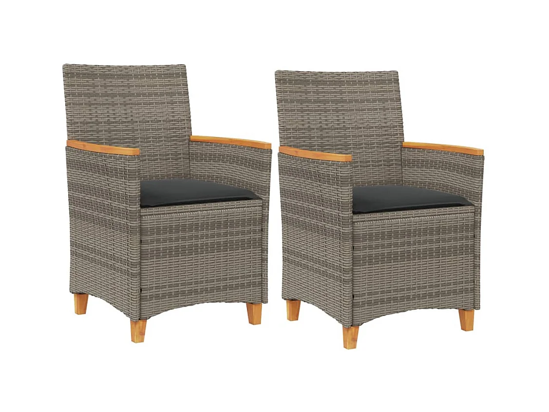 Tuinstoelen kussens set van 2 grijs geweven hars en hout