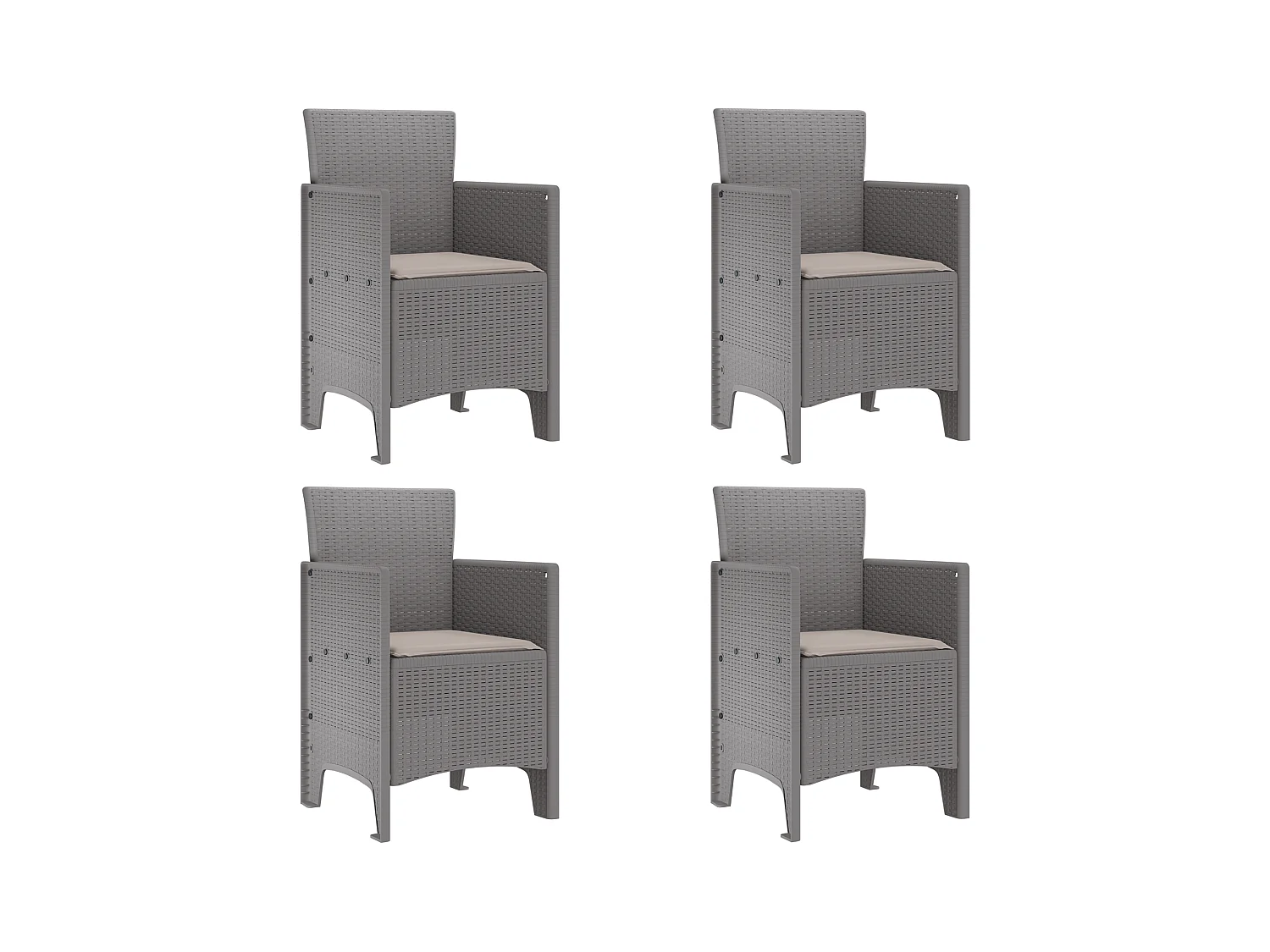 Chaises de jardin avec coussins 4 pcs gris clair poly rotin