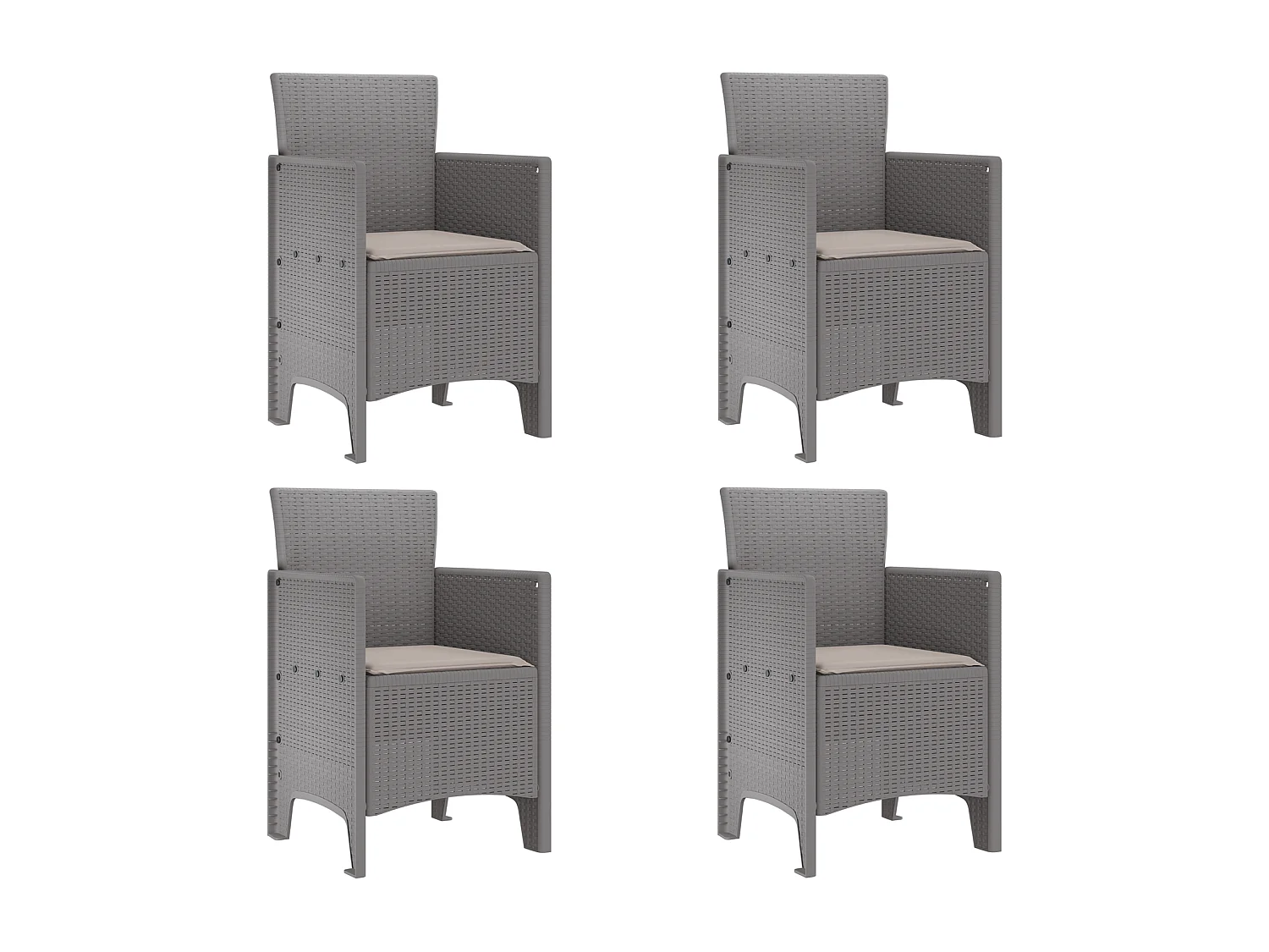 Sillas de jardín con cojines 4 piezas ratán sintético gris claro