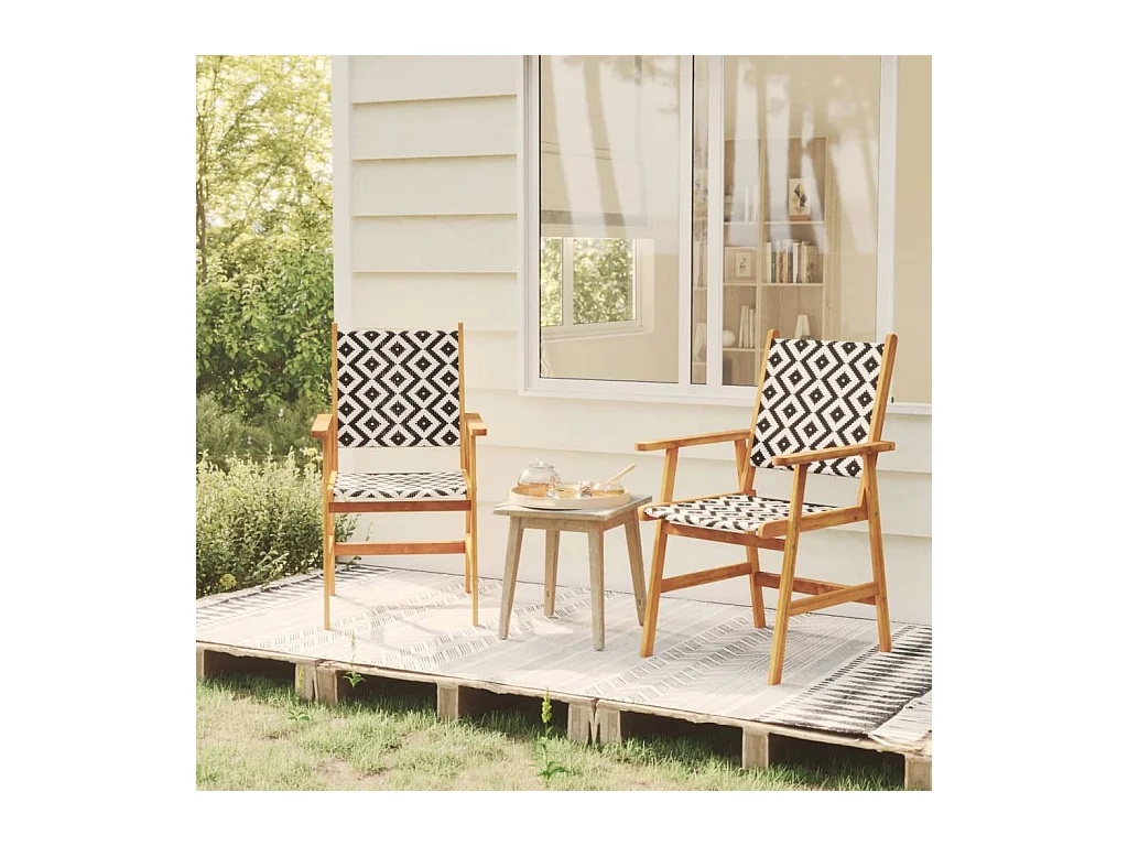 Set di 2 sedie da giardino in legno massello di acacia