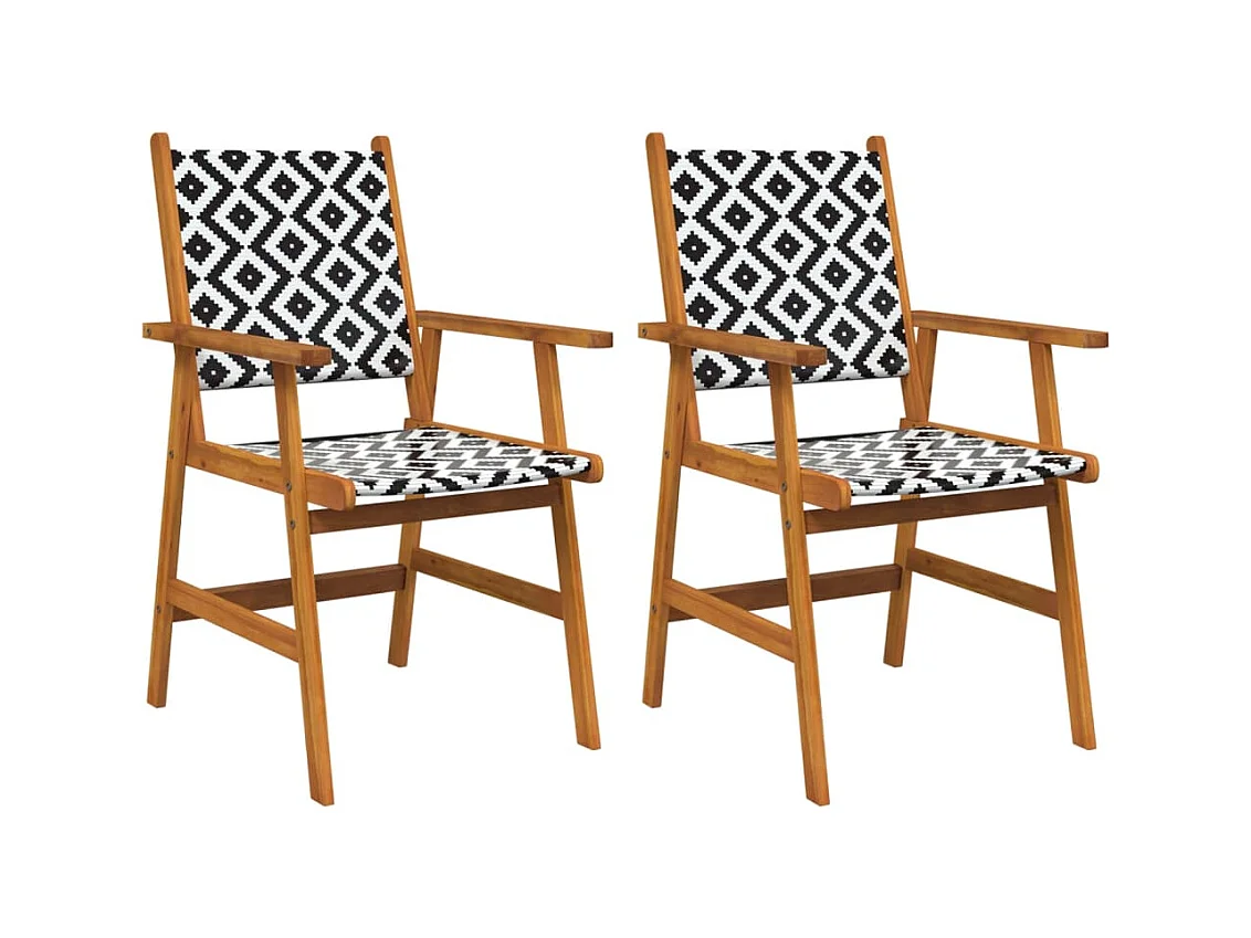 Set di 2 sedie da giardino in legno massello di acacia