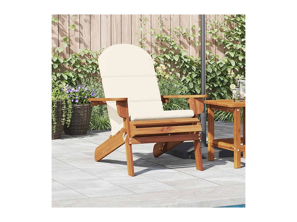 Chaise de jardin Adirondack avec coussins bois massif d'acacia