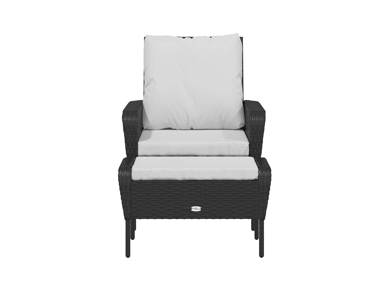 Tuinstoel met zwarte kruk van gevlochten hars