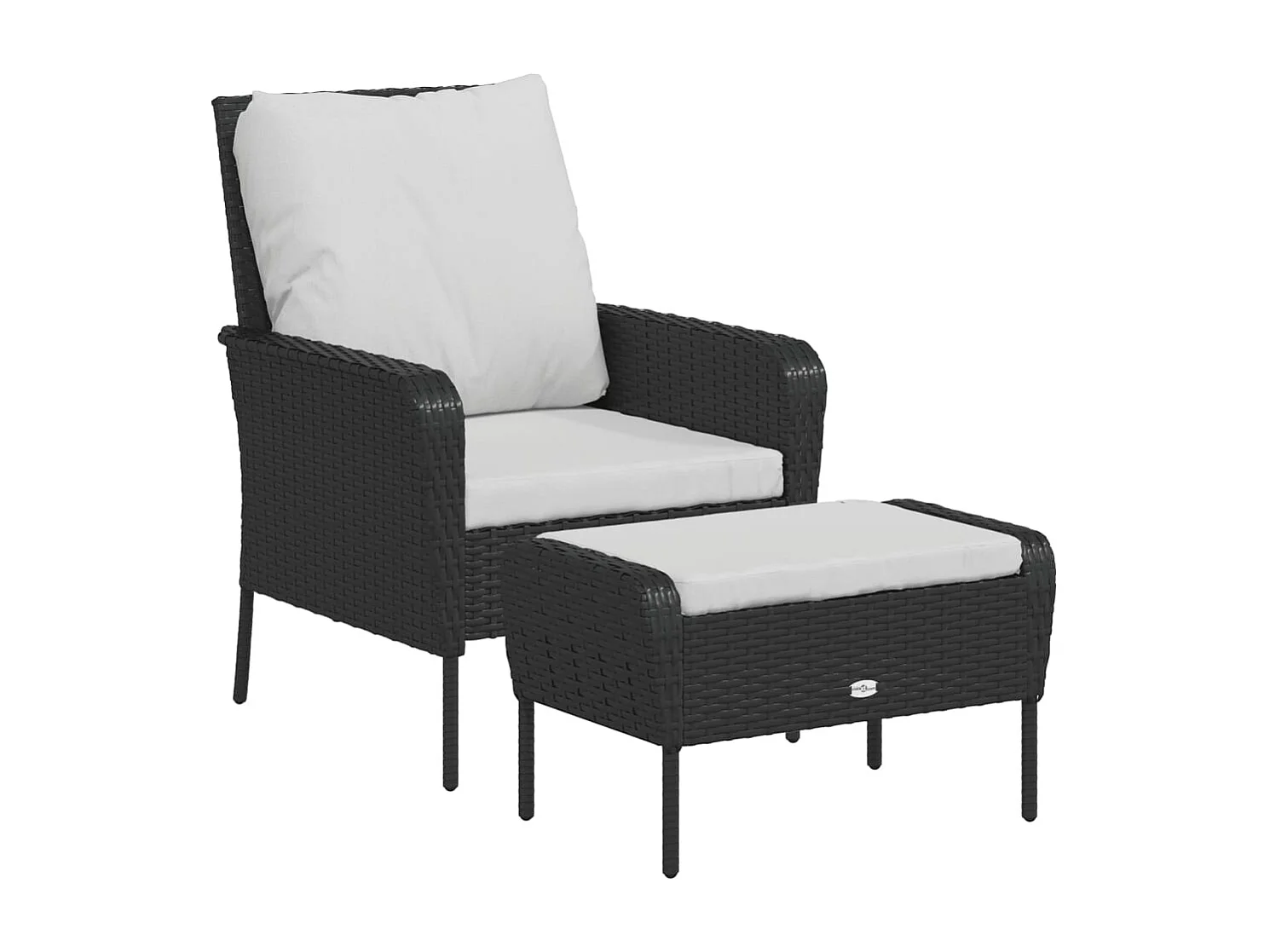 Chaise de jardin avec tabouret noir résine tressée