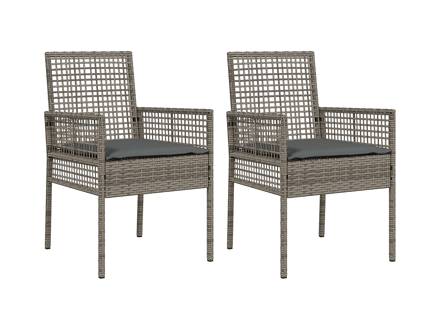 sedie da giardino con cuscini in polyrattan grigio