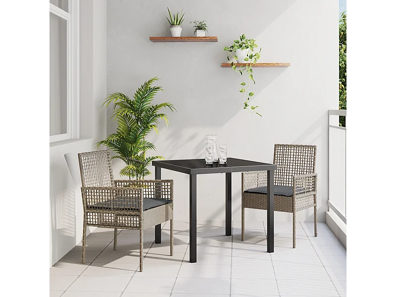 sedie da giardino con cuscini in polyrattan grigio