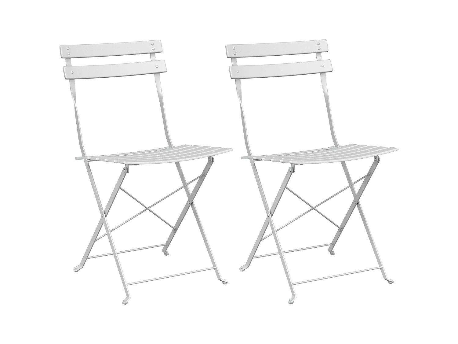 2-delige witte stalen opvouwbare tuinstoelen