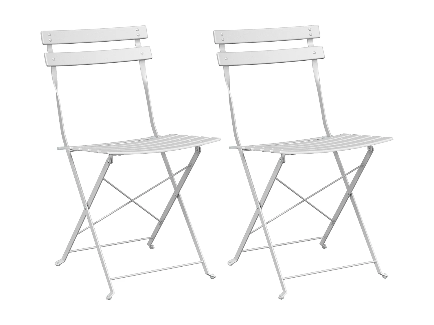 Sillas de jardín plegables de acero blanco de 2 piezas