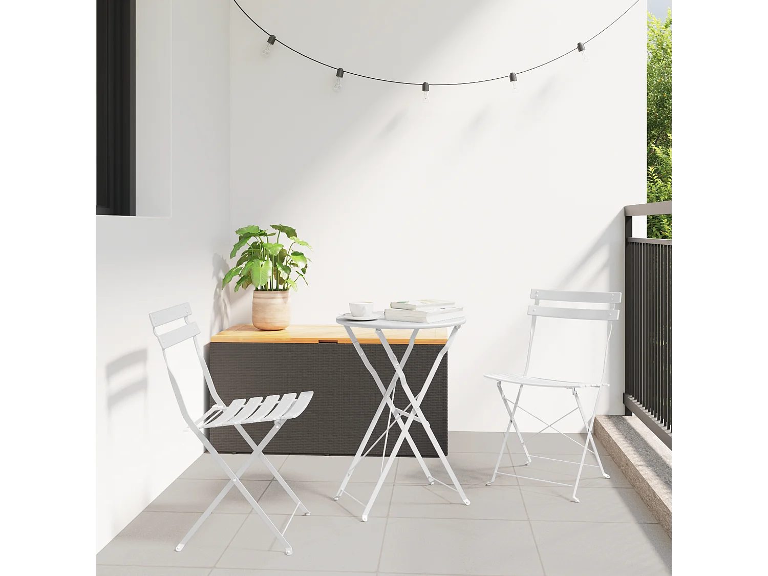 2-delige witte stalen opvouwbare tuinstoelen