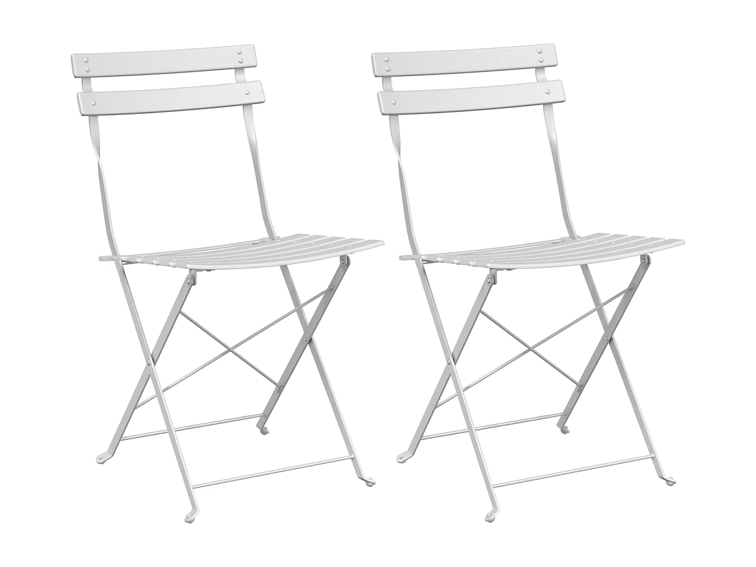 2-delige witte stalen opvouwbare tuinstoelen