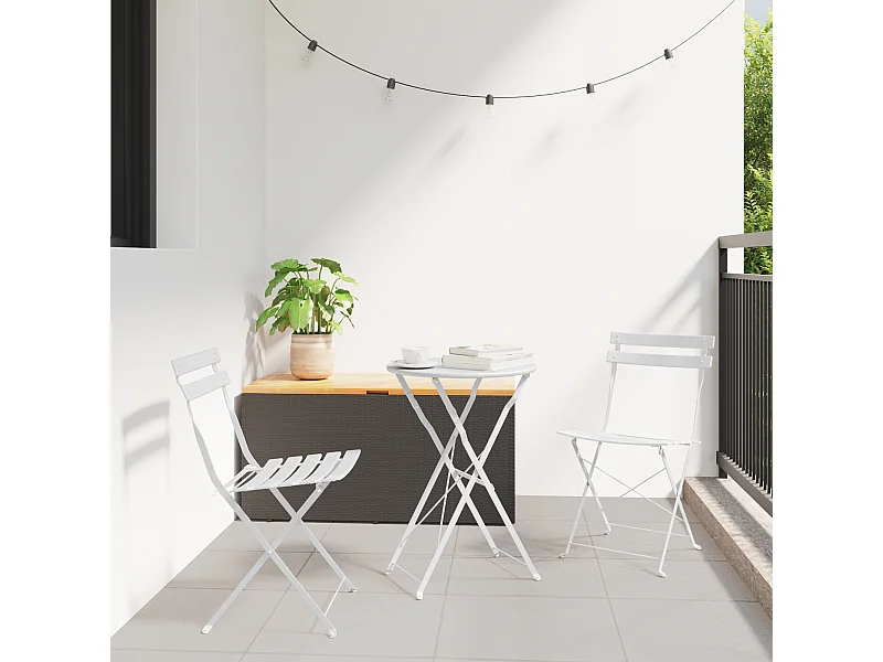 2-teilige klappbare Gartenstühle aus weißem Stahl