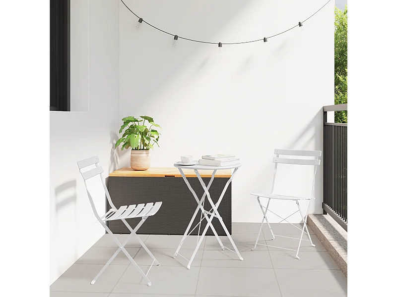 Sedie da giardino pieghevoli in acciaio bianco a 2 pezzi