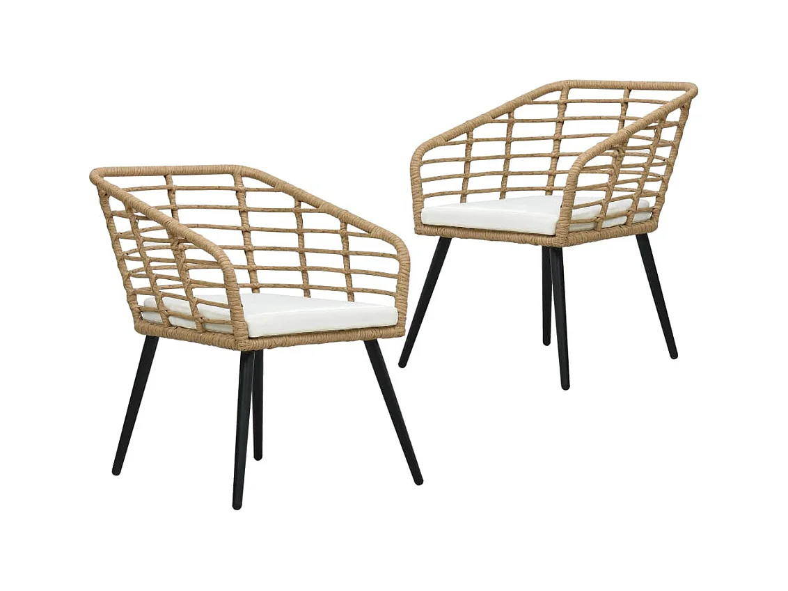 Set di 2 sedie da giardino con cuscini in vimini e resina di quercia