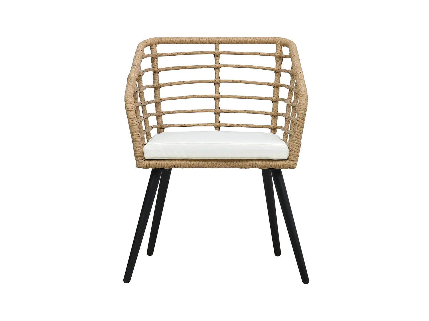 Set di 2 sedie da giardino con cuscini in vimini e resina di quercia