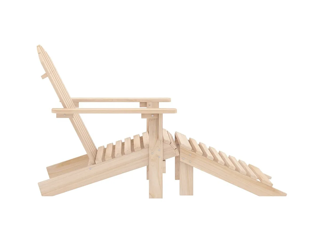 Chaise de jardin Adirondack avec pouf bois de sapin solide