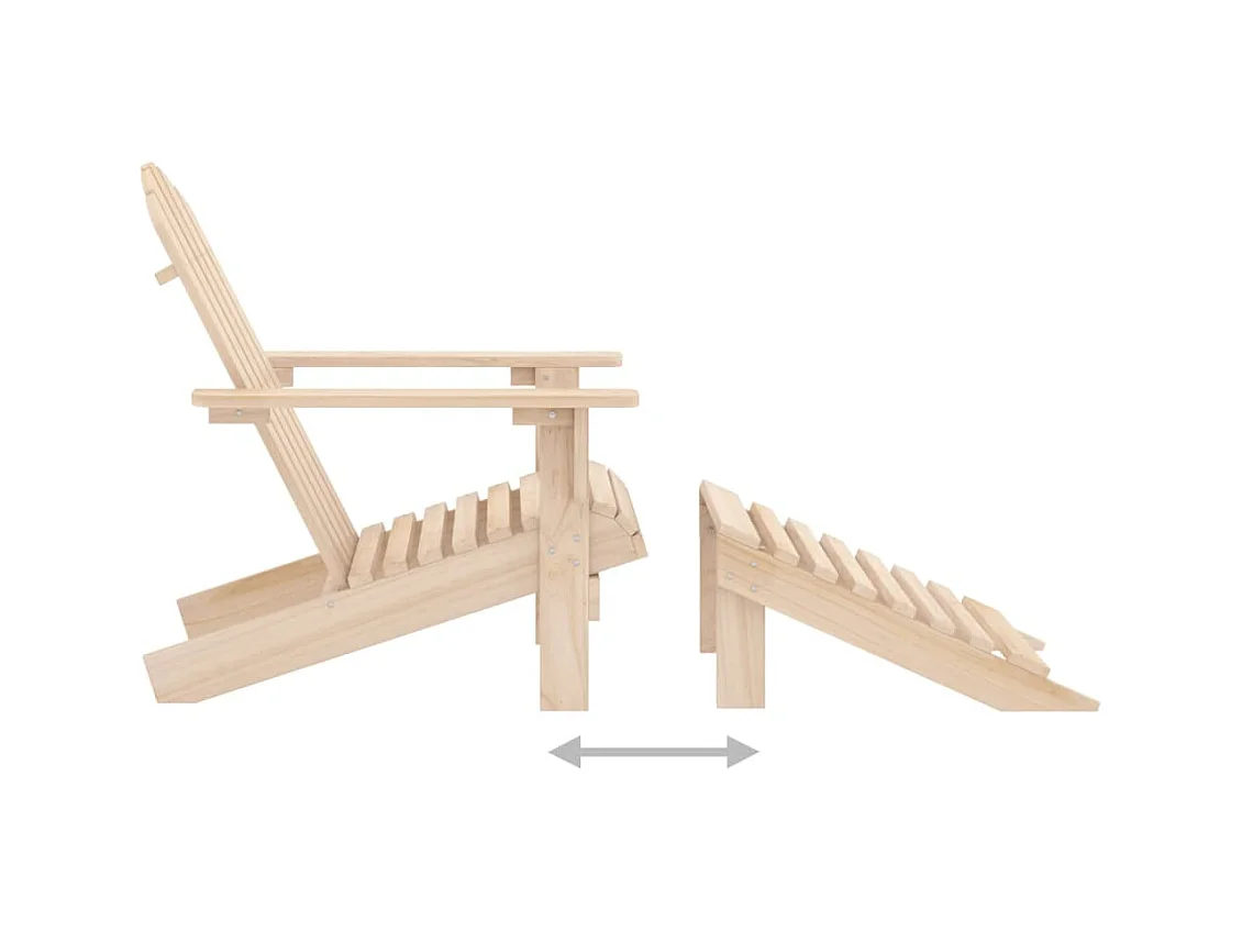 Chaise de jardin Adirondack avec pouf bois de sapin solide