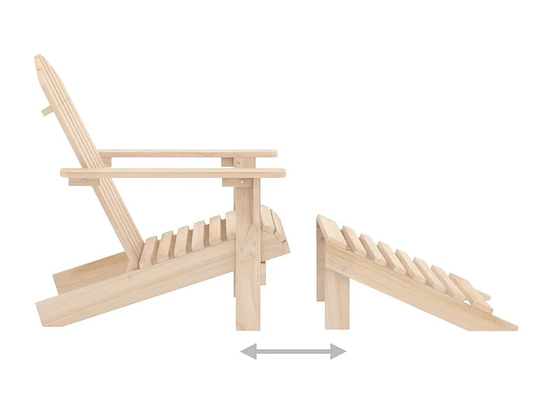Chaise de jardin Adirondack avec pouf bois de sapin solide
