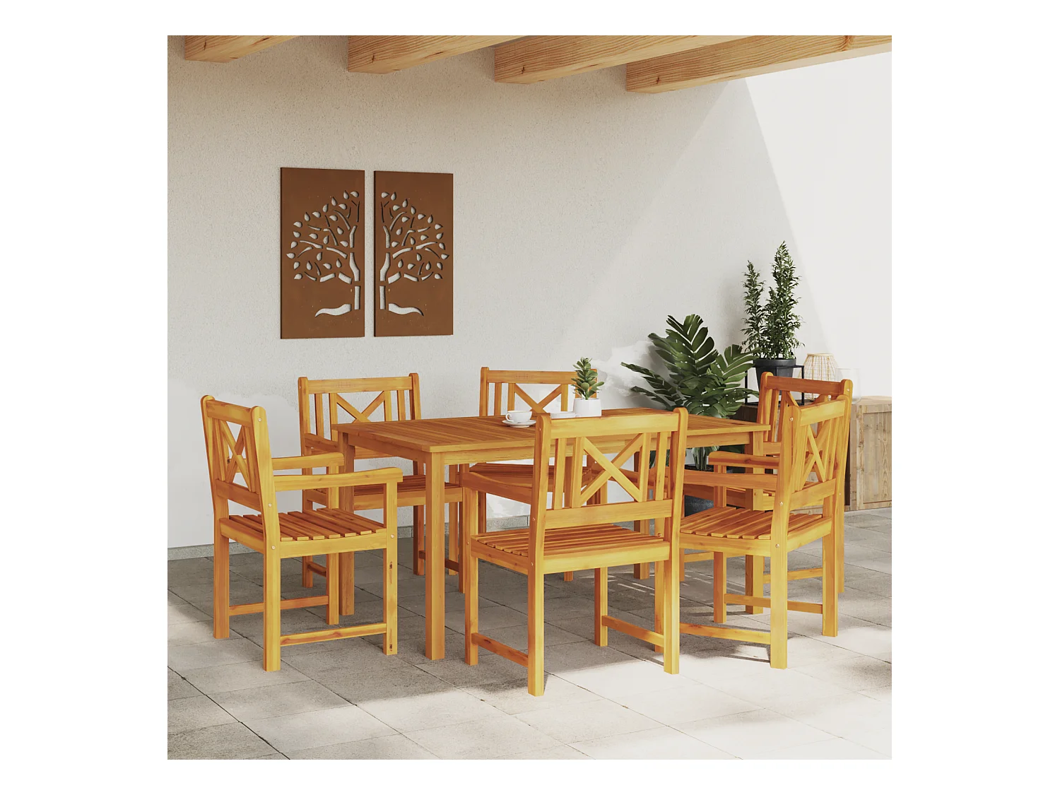 Sedie da giardino 6 pezzi 56x55,5x90 cm Legno massello di acacia