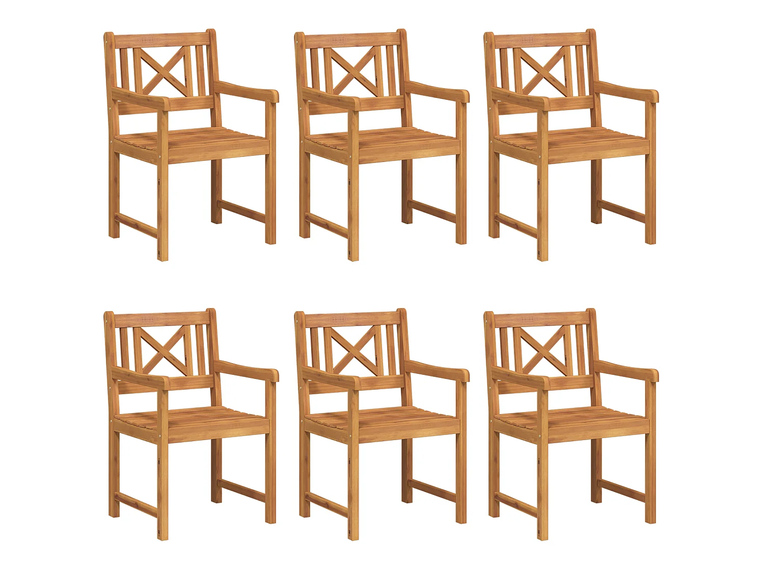 Chaises de jardin 6 pcs 56x55.5x90 cm Bois massif d'acacia