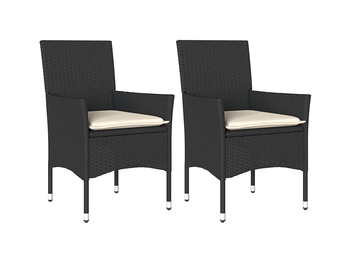 Chaises de jardin avec coussins lot de 2 noir résine tressée