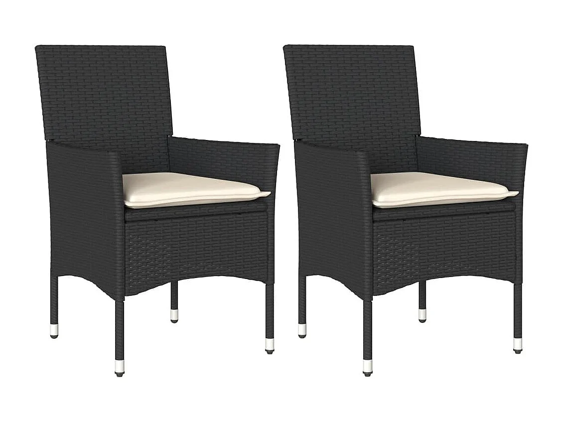 Chaises de jardin avec coussins lot de 2 noir résine tressée