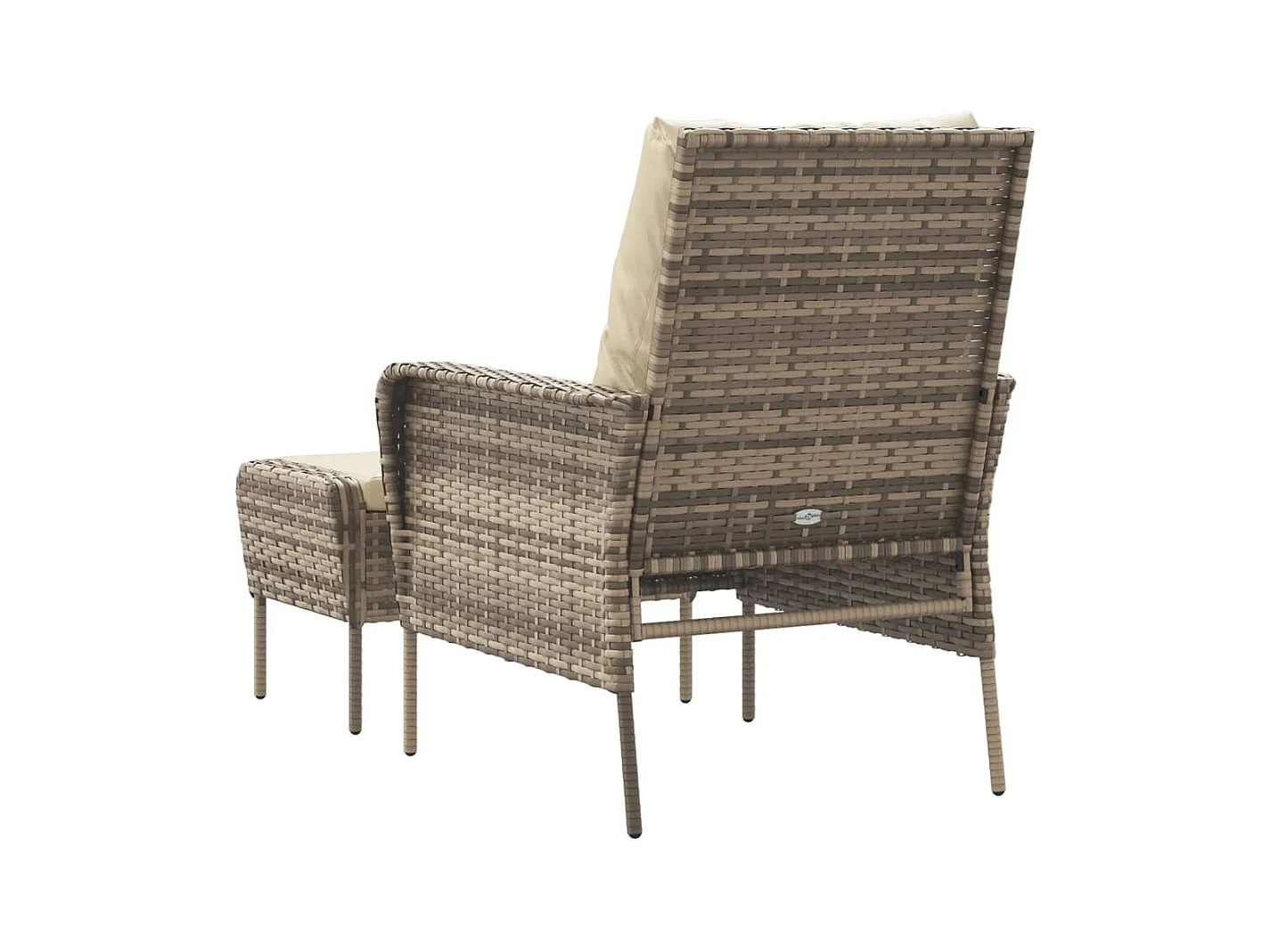 Chaise de jardin avec tabouret marron clair résine tressée