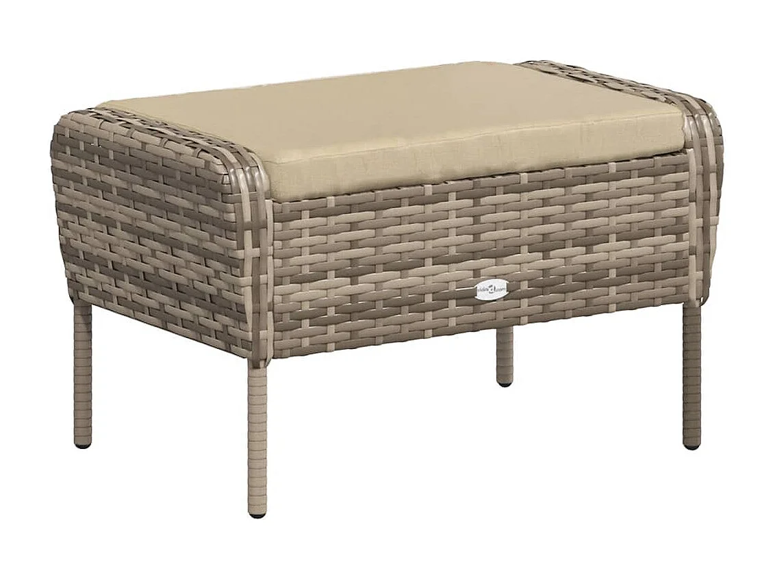 Chaise de jardin avec tabouret marron clair résine tressée