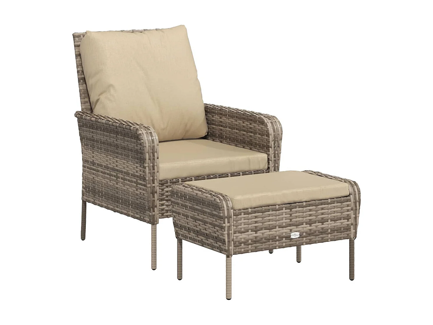 Chaise de jardin avec tabouret marron clair résine tressée