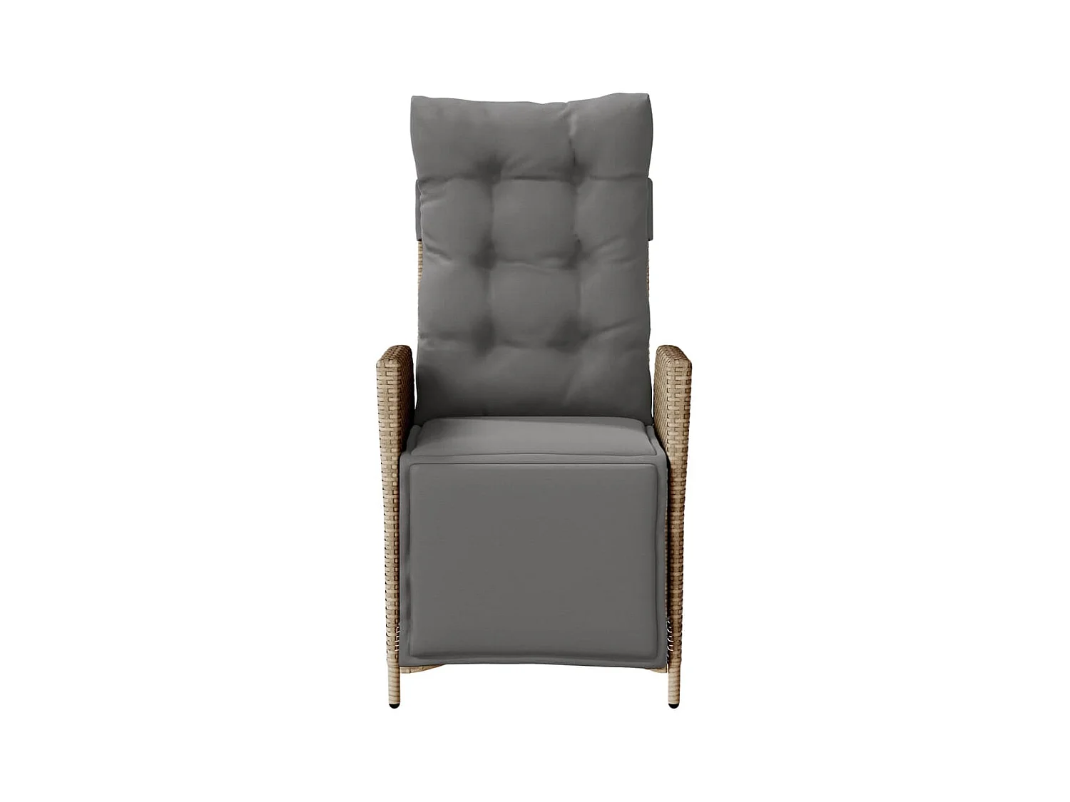 Liggende tuinstoel met voetenbankje beige rotan mix