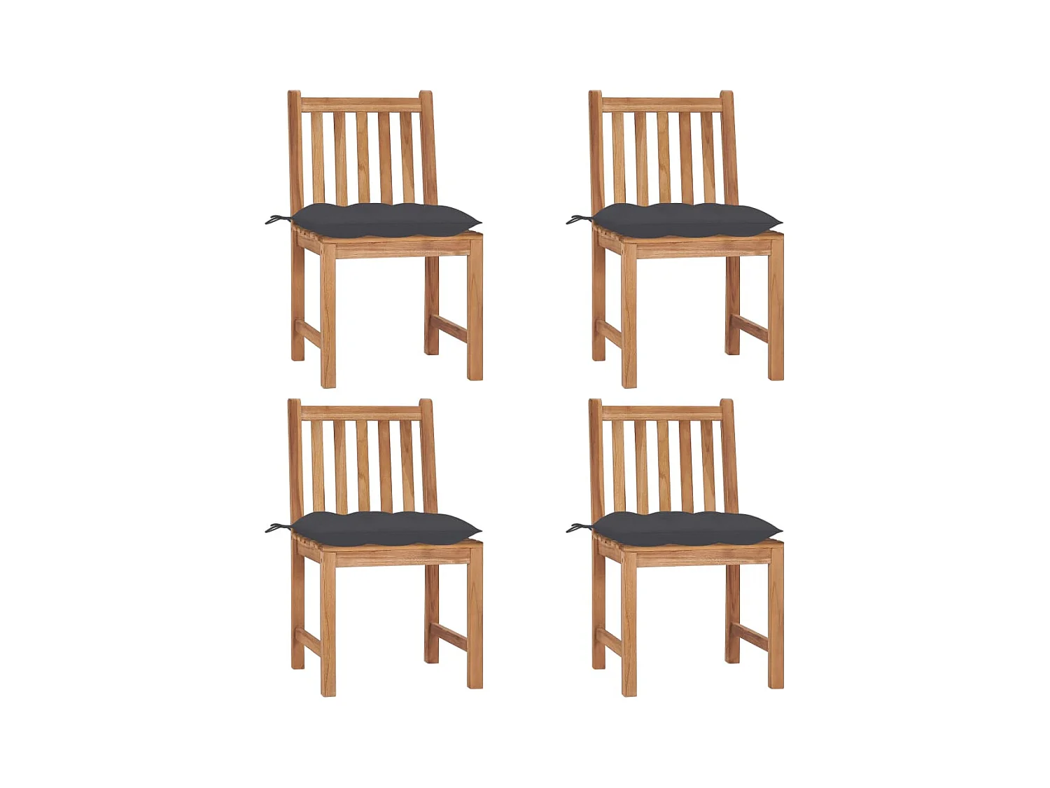 Chaises de jardin lot de 4 avec coussins Bois de teck massif