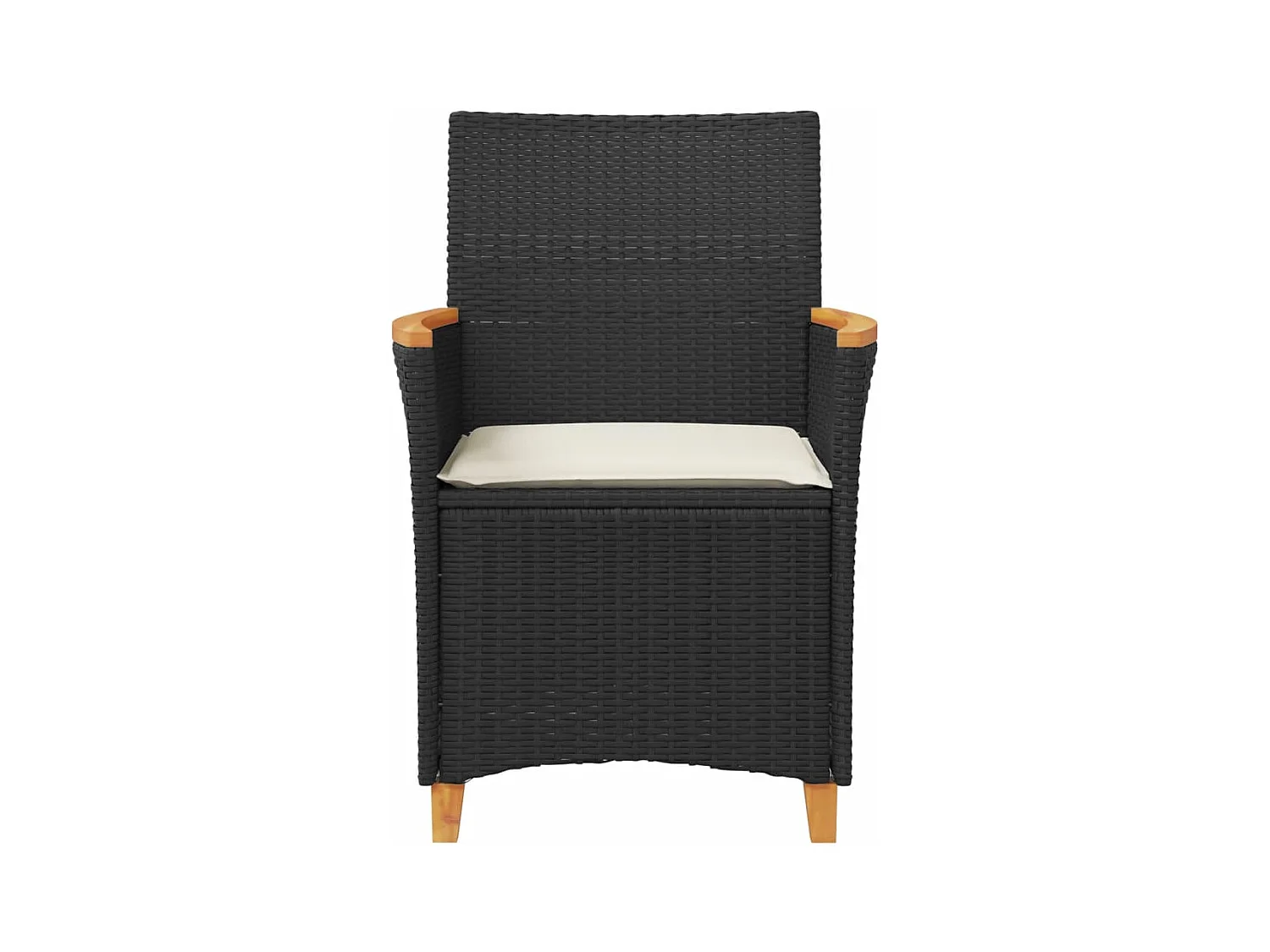 Tuinstoelen kussens set van 2 zwart geweven hars en hout