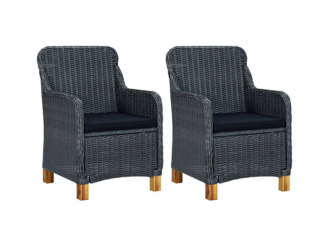 Chaises de jardin avec coussins lot de 2 Résine tressée