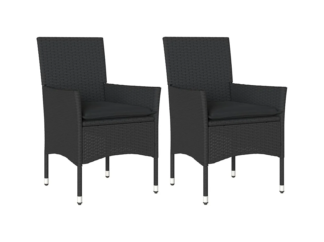 Chaises de jardin avec coussins lot de 2 noir résine tressée