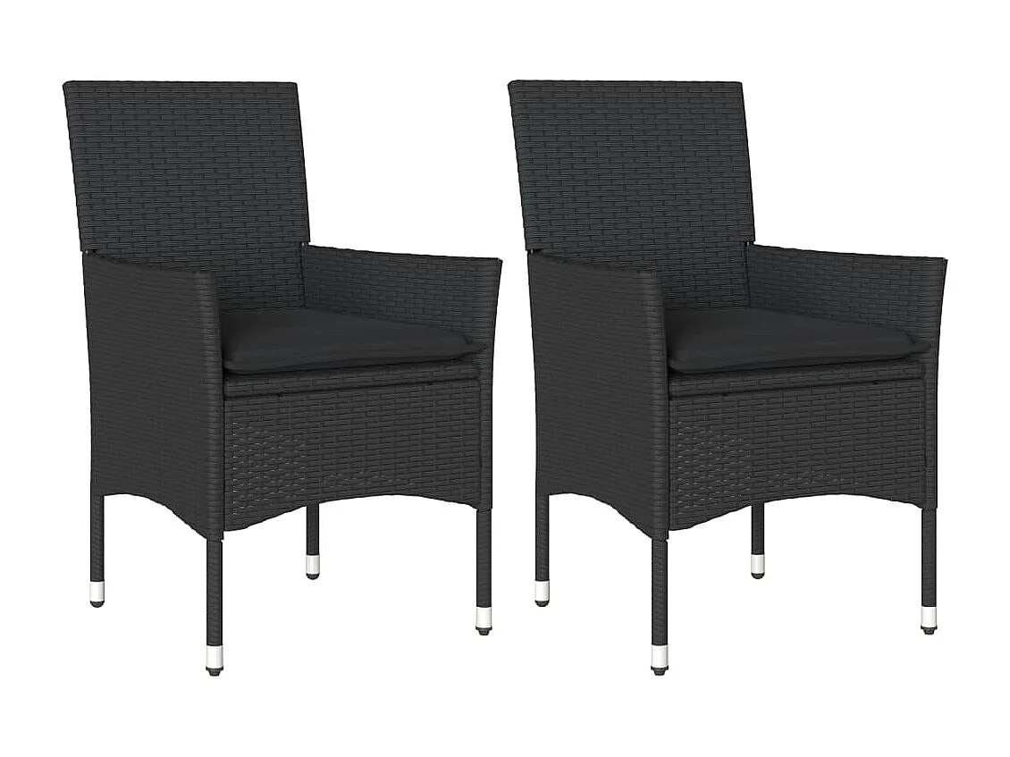 Chaises de jardin avec coussins lot de 2 noir résine tressée