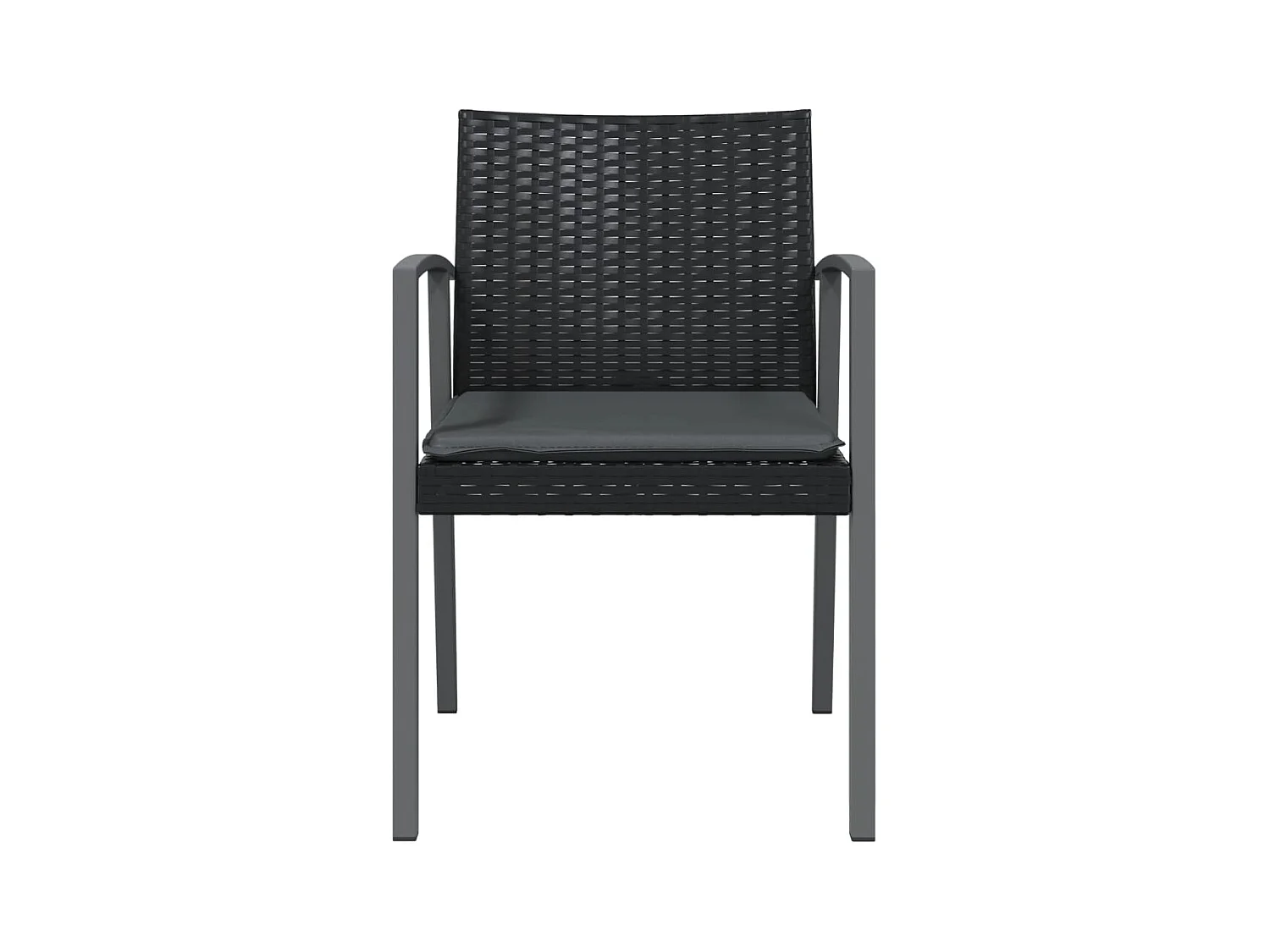 Chaises de jardin et coussins lot de 4 noir 56,5x57x83 cm rotin