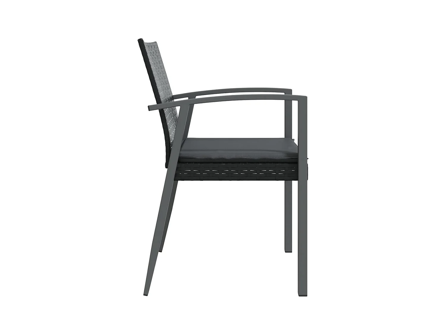 Chaises de jardin et coussins lot de 4 noir 56,5x57x83 cm rotin