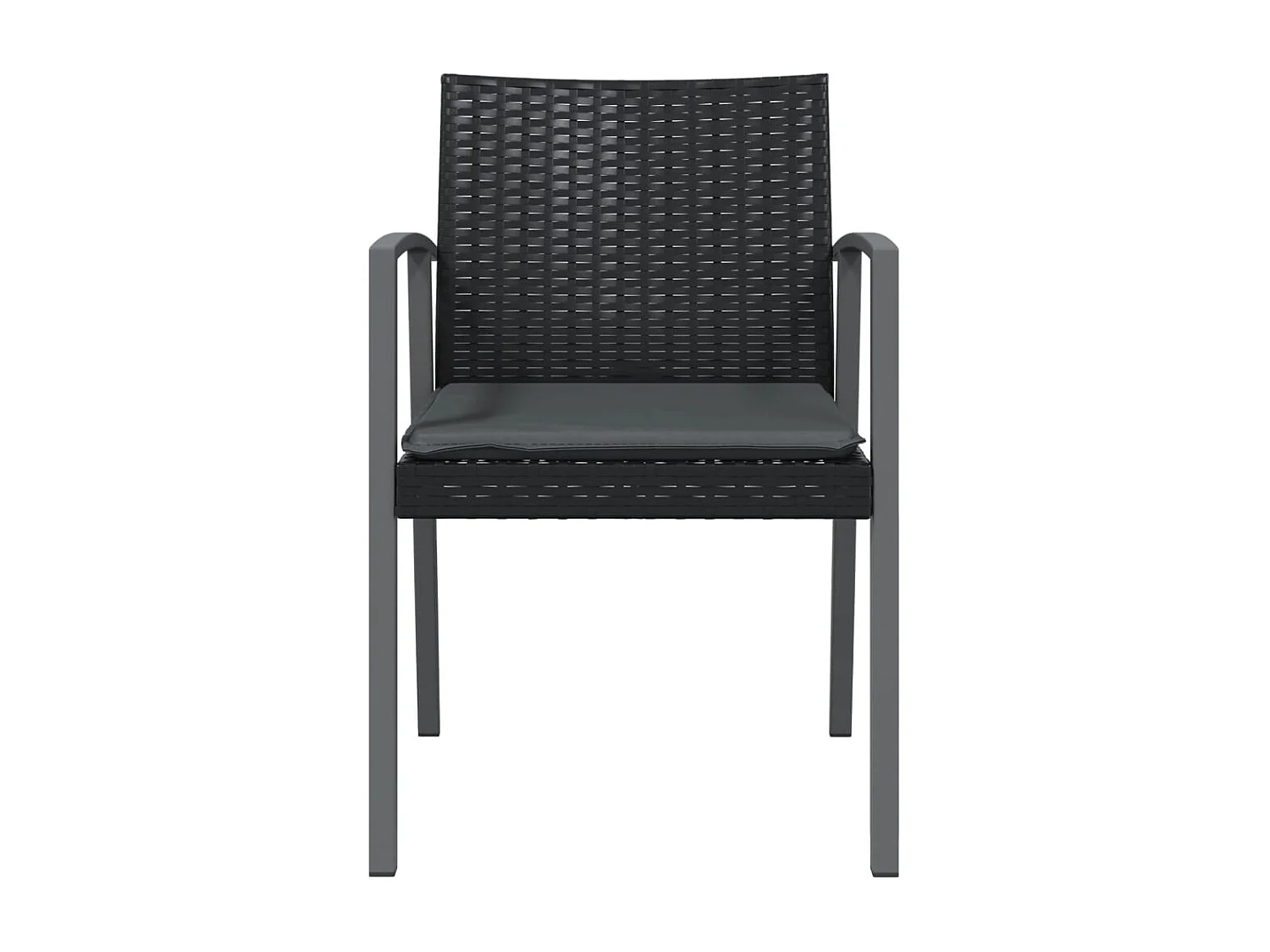 Chaises de jardin et coussins lot de 4 noir 56,5x57x83 cm rotin