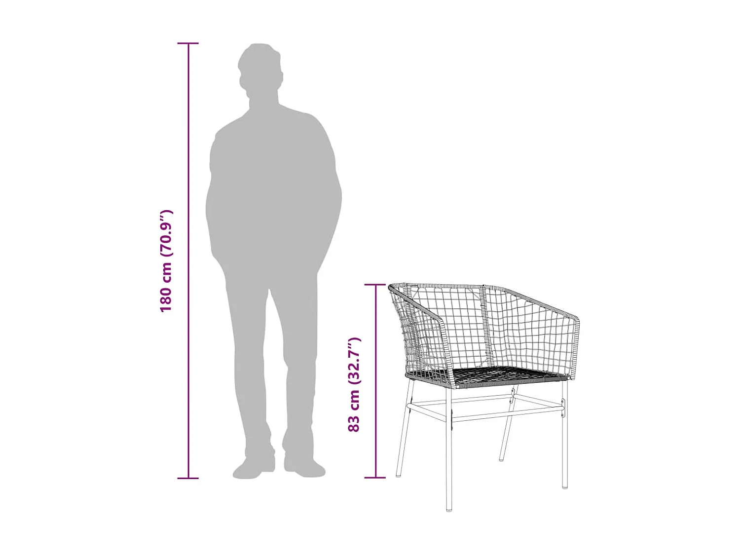 Chaises de jardin lot de 2 marron résine tressée